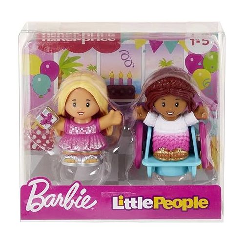 피셔프라이스 Fisher-Price Little People Barbie Toddler Toys Party Figure Pack, 2 Characters for Pretend Play Ages 18+ Months