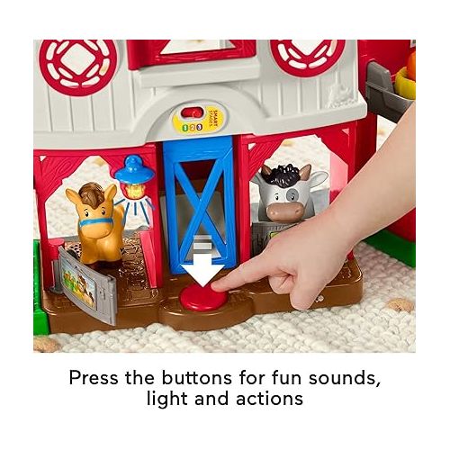 피셔프라이스 Fisher-Price Little People Toddler Learning Toy Caring for Animals Farm Electronic Playset with Smart Stages for Ages 1+ Years