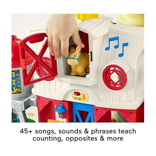 피셔프라이스 Fisher-Price Little People Toddler Learning Toy Caring for Animals Farm Electronic Playset with Smart Stages for Ages 1+ Years