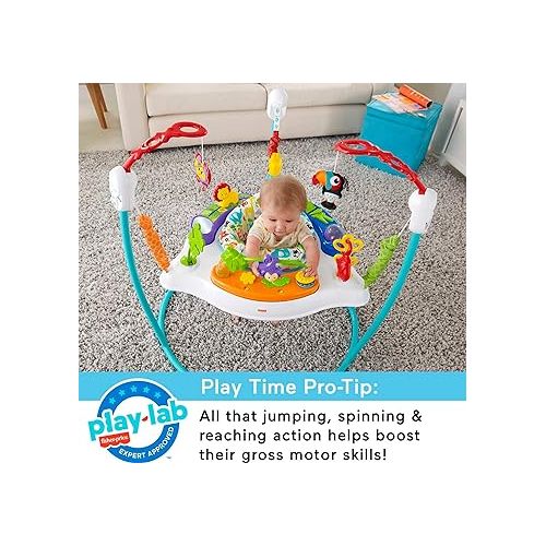 피셔프라이스 Fisher-Price Baby Bouncer Animal Activity Jumperoo With Music Lights Sounds And Developmental Toys For Infants