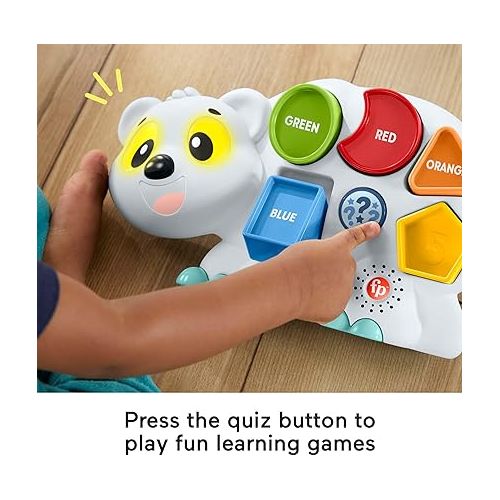 피셔프라이스 Fisher-Price Toddler Learning Toy Linkimals Puzzlin’ Shapes Polar Bear with Lights & Music for Kids Ages 18+ Months, Compatible Only with Linkimals Items