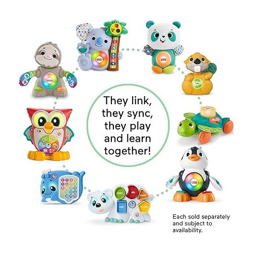 피셔프라이스 Fisher-Price Toddler Learning Toy Linkimals Puzzlin’ Shapes Polar Bear with Lights & Music for Kids Ages 18+ Months, Compatible Only with Linkimals Items