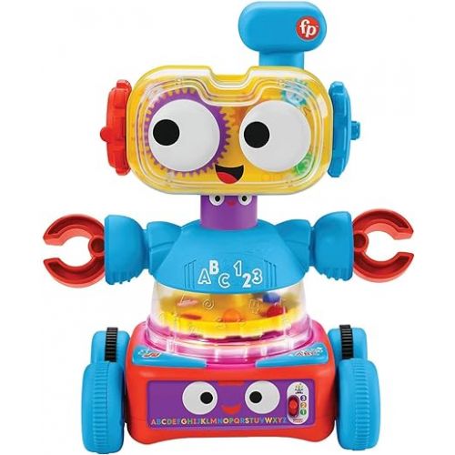 피셔프라이스 Fisher-Price Baby Toddler & Preschool Toy 4-in-1 Learning Bot with Music Lights & Smart Stages Content for Ages 6+ Months (Amazon Exclusive)