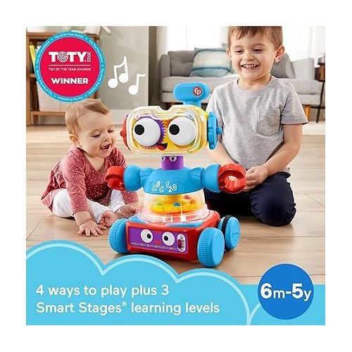 피셔프라이스 Fisher-Price Baby Toddler & Preschool Toy, 4-in-1 Learning Bot with Music Lights & Smart Stages Content for Kids Ages 6+ Months? (Amazon Exclusive)