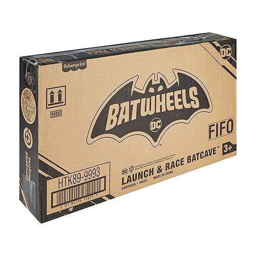 피셔프라이스 Fisher-Price DC Batwheels Toy Car Race Track Playset, Launch & Race Batcave with Lights & Sounds, Bam The Batmobile & Redbird Vehicles, Ages 3+ Years
