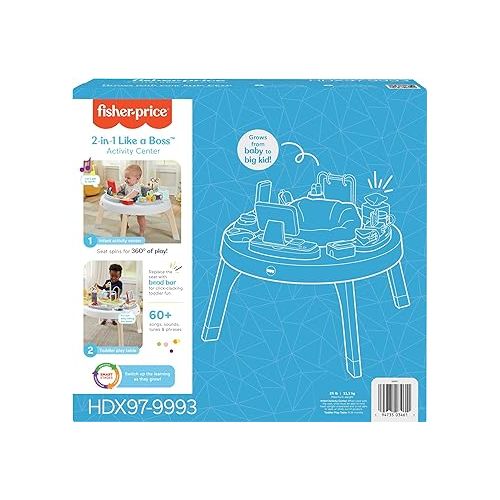 피셔프라이스 Fisher-Price Baby to Toddler Learning Toy 2-in-1 Like a Boss Activity Center and Play Table with Lights Music and Sounds