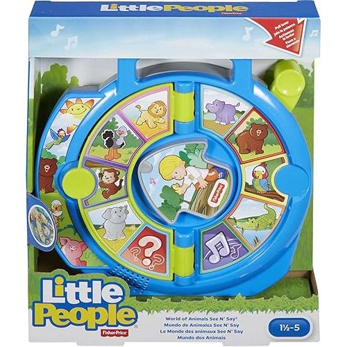 피셔프라이스 Fisher-Price Little People Toddler Learning Toy World of Animals See ‘N Say with Music and Sounds for Ages 18+ Months