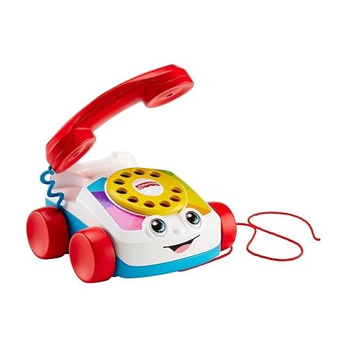피셔프라이스 Fisher-Price Toddler Pull Toy Chatter Telephone Pretend Phone with Rotary Dial and Wheels for Walking Play Ages 1+ years