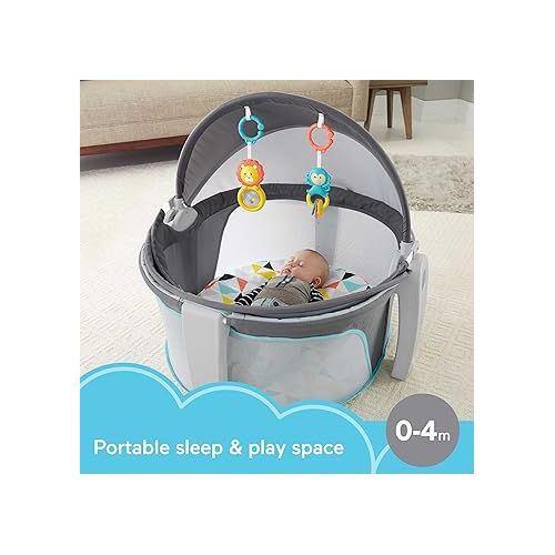 피셔프라이스 Fisher-Price Portable Bassinet and Play Space On-the-Go Baby Dome with Developmental Toys and Canopy, Windmill