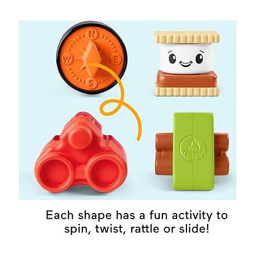 피셔프라이스 Fisher-Price Baby Developmental Toy S’More Shapes Camping Tent Block Sorting Activity for Infants Ages 6+ Months