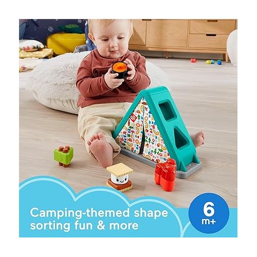 피셔프라이스 Fisher-Price Baby Developmental Toy S’More Shapes Camping Tent Block Sorting Activity for Infants Ages 6+ Months