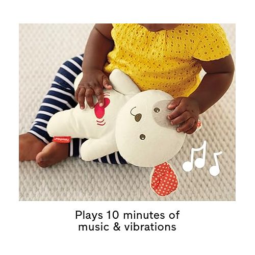 피셔프라이스 Fisher-Price Baby Portable Sound Machine Calming Vibrations Cuddle Soother Plush Dog Infant Toy with Music for Newborns