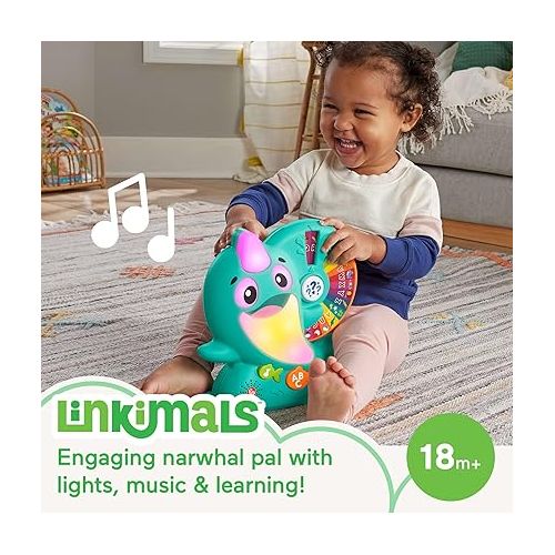 피셔프라이스 Fisher-Price Toddler Toy Linkimals Learning Narwhal Game for Ages 18+ Months, Compatible Only with Linkimals Items
