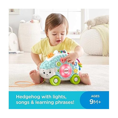 피셔프라이스 Fisher-Price Linkimals Learning Toy Happy Shapes Hedgehog Pull Along with Interactive Music and Lights for Baby and Toddler