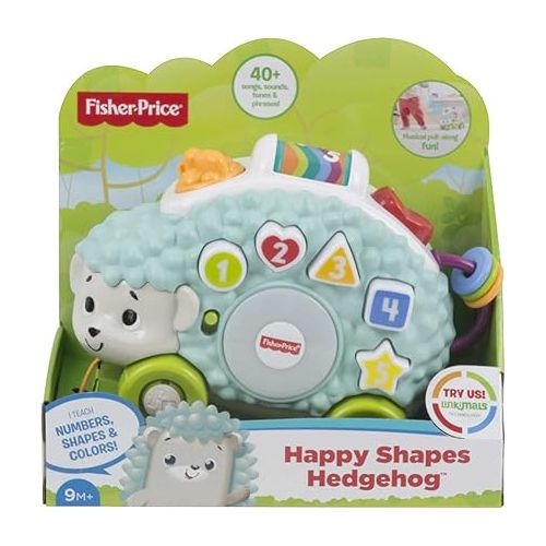 피셔프라이스 Fisher-Price Linkimals Learning Toy Happy Shapes Hedgehog Pull Along with Interactive Music and Lights for Baby and Toddler