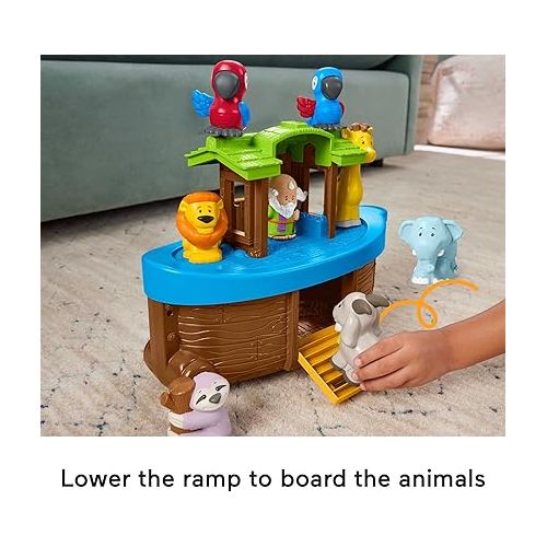피셔프라이스 Fisher-Price Little People Toddler Toy Noah’s Ark Playset with 12 Animals and Noah Figure, Baptism for Ages 1+ Years