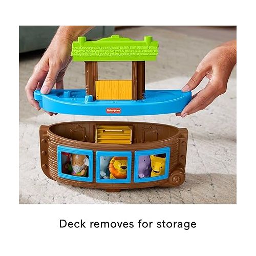 피셔프라이스 Fisher-Price Little People Toddler Toy Noah’s Ark Playset with 12 Animals and Noah Figure, Baptism for Ages 1+ Years