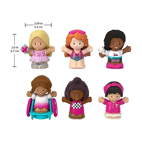 피셔프라이스 Fisher-Price Little People Barbie Toddler Toys Figure 6 Pack for Preschool Pretend Play Ages 18+ Months