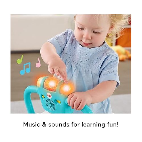 피셔프라이스 Fisher-Price Toddler Learning Toy, Bounce and Spin Puppy Stationary Ride-On Bouncer with Music & Lights for Infants Ages 1+ Years