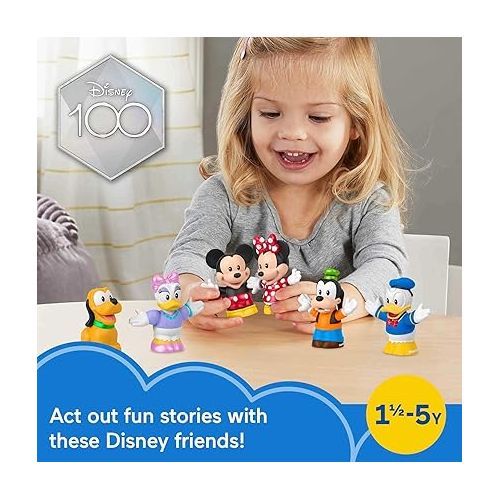 피셔프라이스 Fisher-Price Little People Toddler Toys Disney 100 Mickey & Friends Figure Pack with 6 Characters for Ages 18+ Months