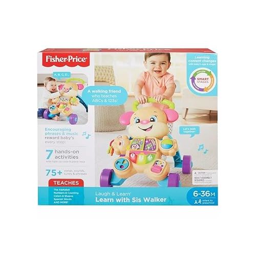 피셔프라이스 Fisher-Price Baby Toy Laugh & Learn Smart Stages Learn with Sis Walker with Music Lights & Activities for Infants Ages 6+ Months