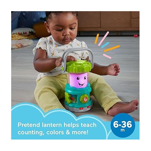 피셔프라이스 Fisher-Price Baby Learning Toy Laugh & Learn Camping Fun Lantern, Pretend Camping Gear with Lights & Music for Infants Ages 6+ Months