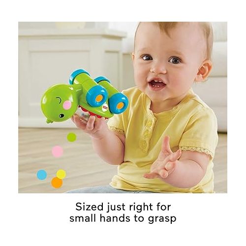 피셔프라이스 Fisher-Price Baby Crawling Toy Poppity Pop Turtle Push-Along Vehicle with Ball Popping Sounds for Infants Ages 6+ Months?