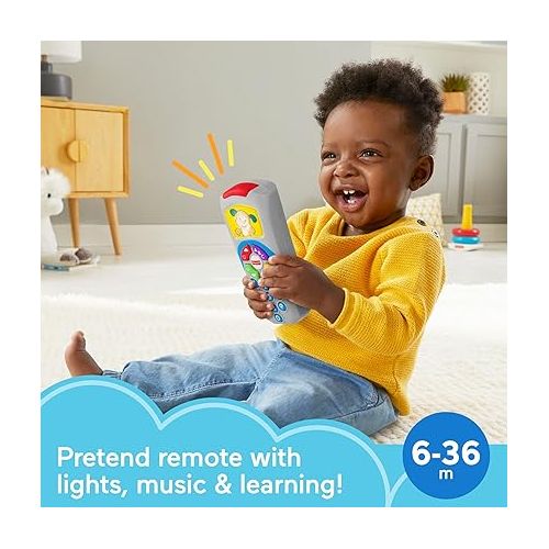 피셔프라이스 Fisher-Price Laugh & Learn Baby Learning Toy, Puppy's Remote Pretend TV Control with Music and Lights for Ages 6+ Months