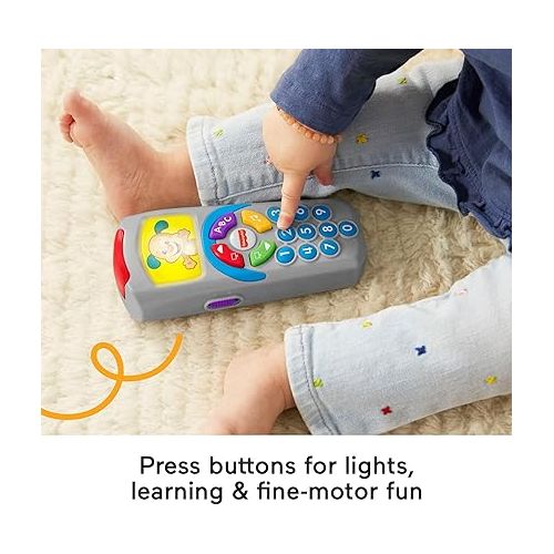 피셔프라이스 Fisher-Price Laugh & Learn Baby Learning Toy, Puppy's Remote Pretend TV Control with Music and Lights for Ages 6+ Months