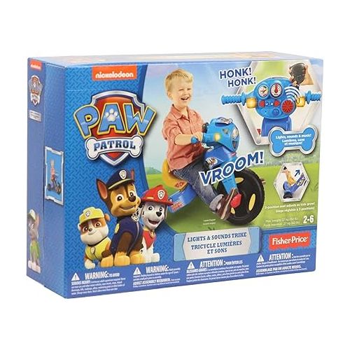 피셔프라이스 Fisher-Price PAW Patrol Toddler Tricycle Lights & Sounds Trike Bike with Handlebar Grips and Storage for Preschool Kids