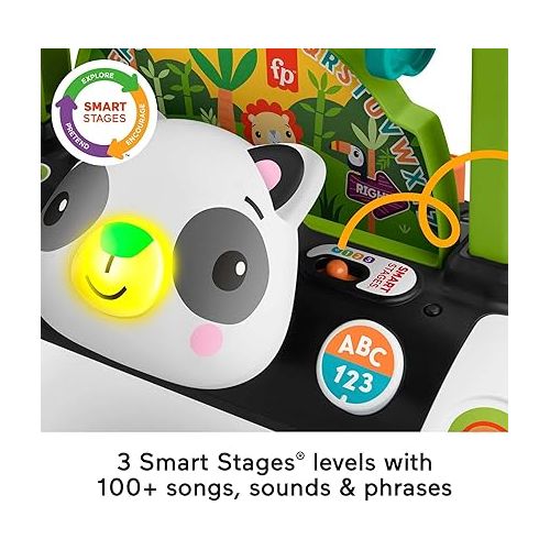 피셔프라이스 Fisher-Price Baby & Toddler Toy 2-Sided Steady Speed Panda Walker with Smart Stages Learning & Blocks for Ages 6+ Months