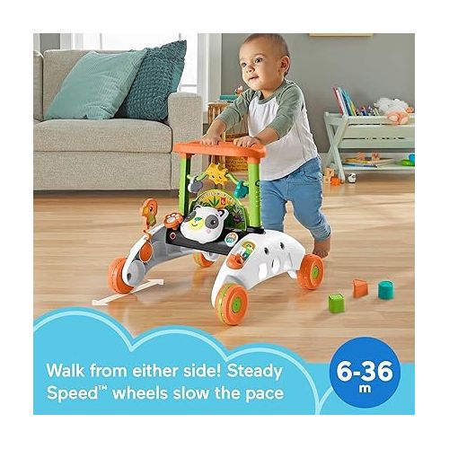 피셔프라이스 Fisher-Price Baby & Toddler Toy 2-Sided Steady Speed Panda Walker with Smart Stages Learning & Blocks for Ages 6+ Months