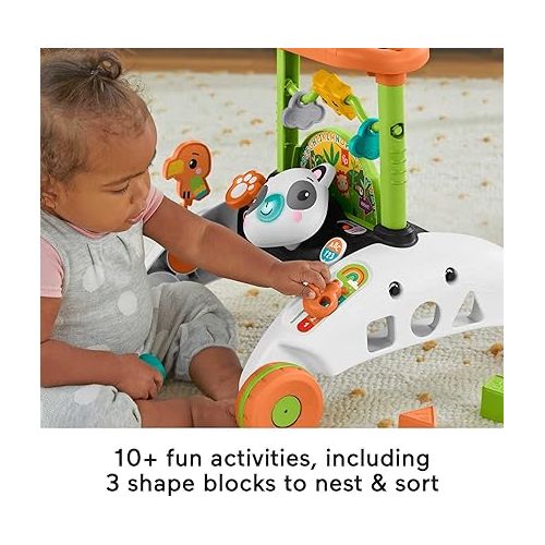 피셔프라이스 Fisher-Price Baby & Toddler Toy 2-Sided Steady Speed Panda Walker with Smart Stages Learning & Blocks for Ages 6+ Months