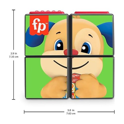 피셔프라이스 Fisher-Price Laugh & Learn Baby Learning Toy Puppy's Activity Cube with Lights Music & Fine Motor Activities for Ages 9+ Months