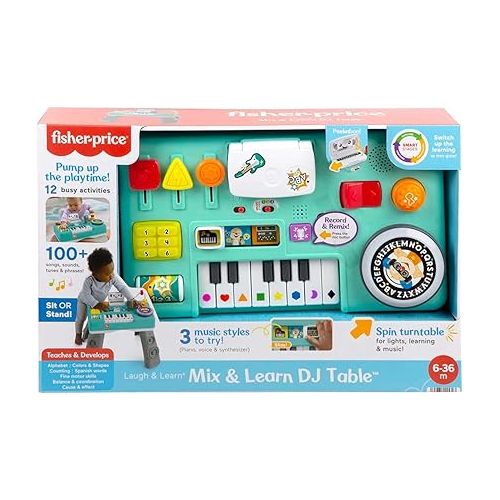 피셔프라이스 Fisher-Price Baby & Toddler Toy Laugh & Learn Mix & Learn DJ Table Musical Activity Center with Lights & Sounds for Infants Ages 6+ Months