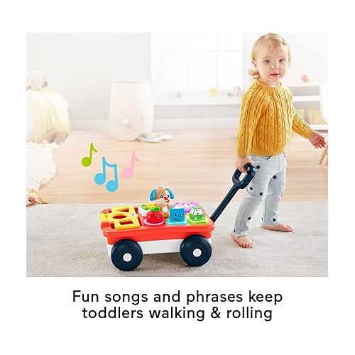 피셔프라이스 Fisher-Price Baby & Toddler Toy Laugh & Learn Pull & Play Learning Wagon Musical Pull-Along with Activities for Infants Ages 6+ Months?