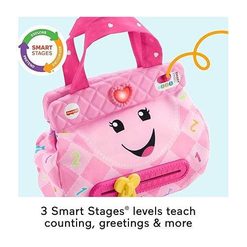 피셔프라이스 Fisher-Price Smart Purse Learning Toy with Lights Music and Smart Stages Educational Content for Babies and Toddlers, Pink?