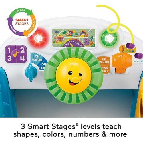 피셔프라이스 Fisher-Price Laugh & Learn Baby Activity Center, Crawl Around Car, Interactive Playset with Smart Stages for Infants & Toddlers, Blue