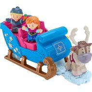 Fisher-Price Little People Toddler Toy Disney Frozen Kristoff’s Sleigh Vehicle with Anna Kristoff & Sven Figures for Ages 18+ Months