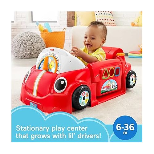 피셔프라이스 Fisher-Price Baby Toy Laugh & Learn Crawl Around Car Red Activity Center with Educational Music & Lights for Infants Ages 6+ Months (Amazon Exclusive)