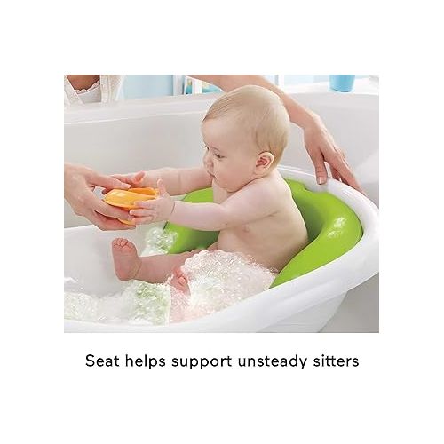 피셔프라이스 Fisher-Price Baby to Toddler Bath 4-In-1 Sling ‘N Seat Tub with Removable Infant Support and 2 Toys, Green