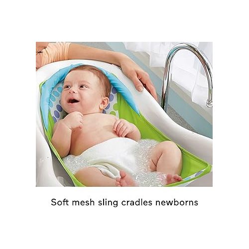 피셔프라이스 Fisher-Price Baby to Toddler Bath 4-In-1 Sling ‘N Seat Tub with Removable Infant Support and 2 Toys, Green