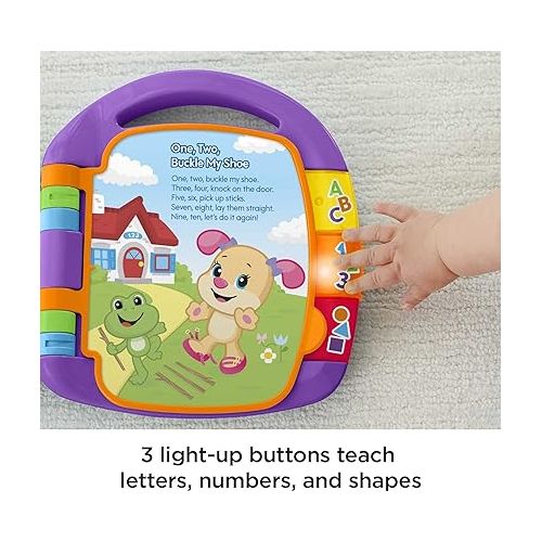 피셔프라이스 Fisher-Price Laugh & Learn Musical Baby Toy, Storybook Rhymes, Electronic Learning Book with Lights & Songs for Ages 6+ Months (Amazon Exclusive)