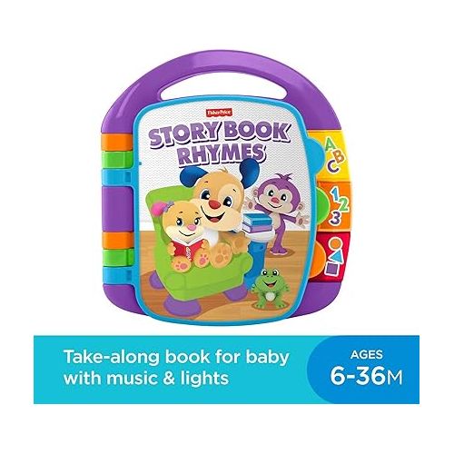 피셔프라이스 Fisher-Price Laugh & Learn Musical Baby Toy, Storybook Rhymes, Electronic Learning Book with Lights & Songs for Ages 6+ Months (Amazon Exclusive)