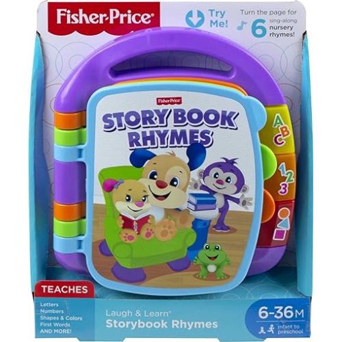 피셔프라이스 Fisher-Price Baby Learning Toy Laugh & Learn Storybook Rhymes Musical Book with Lights & Sounds for Infants Ages 6+ Months (Amazon Exclusive)