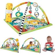 Fisher-Price Baby Playmat 3-in-1 Rainforest Sensory Gym with Music & Lights, Tummy Wedge & 5 Developmental Toys for Newborns 0+ Months