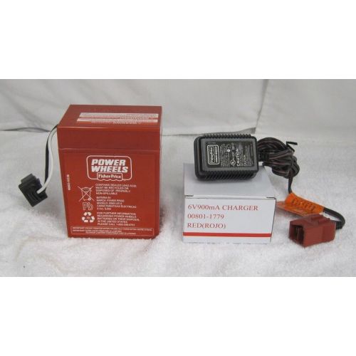 피셔프라이스 Fisher-Price Power Wheels 00801-0712 6V RED Battery And Charger Pack Fisher Price Genuine