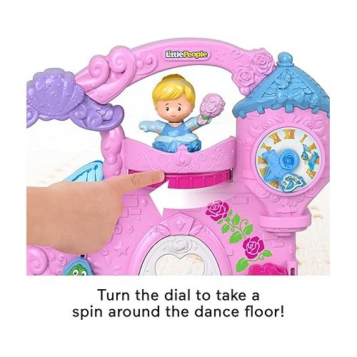 피셔프라이스 Fisher-Price Little People Toddler Toy Disney Princess Play & Go Castle Portable Playset with Ariel & Cinderella for Ages 18+ Months