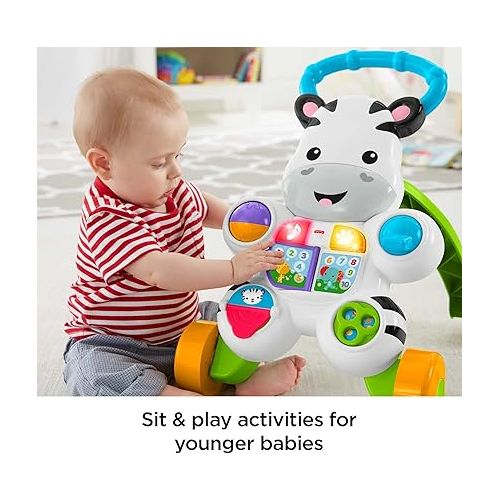 피셔프라이스 Fisher-Price Baby Learning Toy Learn with Me Zebra Walker with Music Lights and Fine Motor Activities for Ages 6+ Months