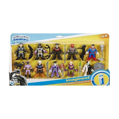 피셔프라이스 Imaginext DC Super Friends Batman Figure Multipack, Ultimate Hero Villain Match-Up, 10 Characters & 10 Accessories for Ages 3+ Years (Amazon Exclusive)